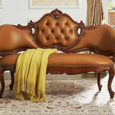 Chaise Lounge Chair with Orange Genuine Leather